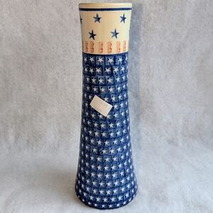 Polish Pottery Vase with Star Design